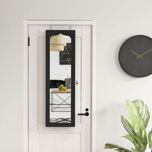 Door Hanging Mirror Jewelry Armoire with Full-Length Mirror & 6 Drawers – Elegant & Space-Saving Storage Solution
