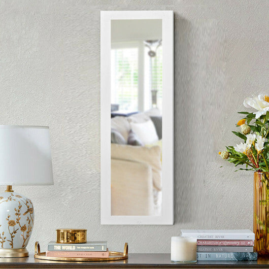 Wall & Door Mounted Mirrored Jewelry Cabinet with LED Light - White