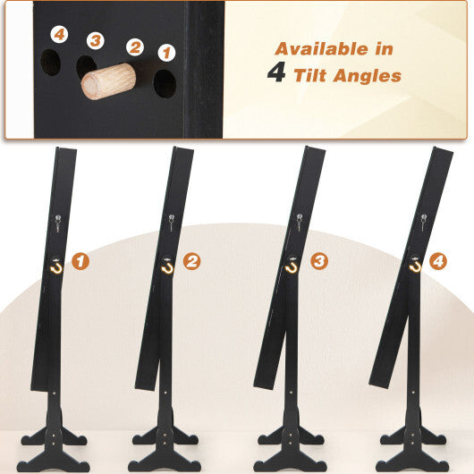 Free-Standing Full-Length Jewelry Armoire with LED Lights – Elegant Black Jewelry Organizer
