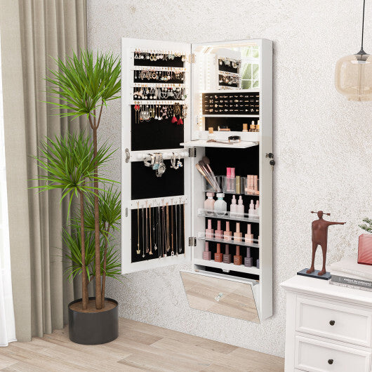 Viva Bijou Wall-Mounted White Jewelry Armoire