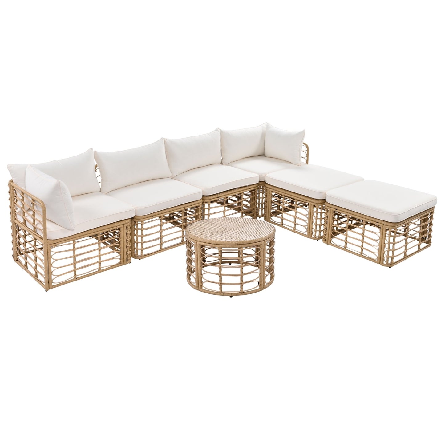 Viva Sereno 7-Piece All-Weather Rattan Sectional Sofa Set