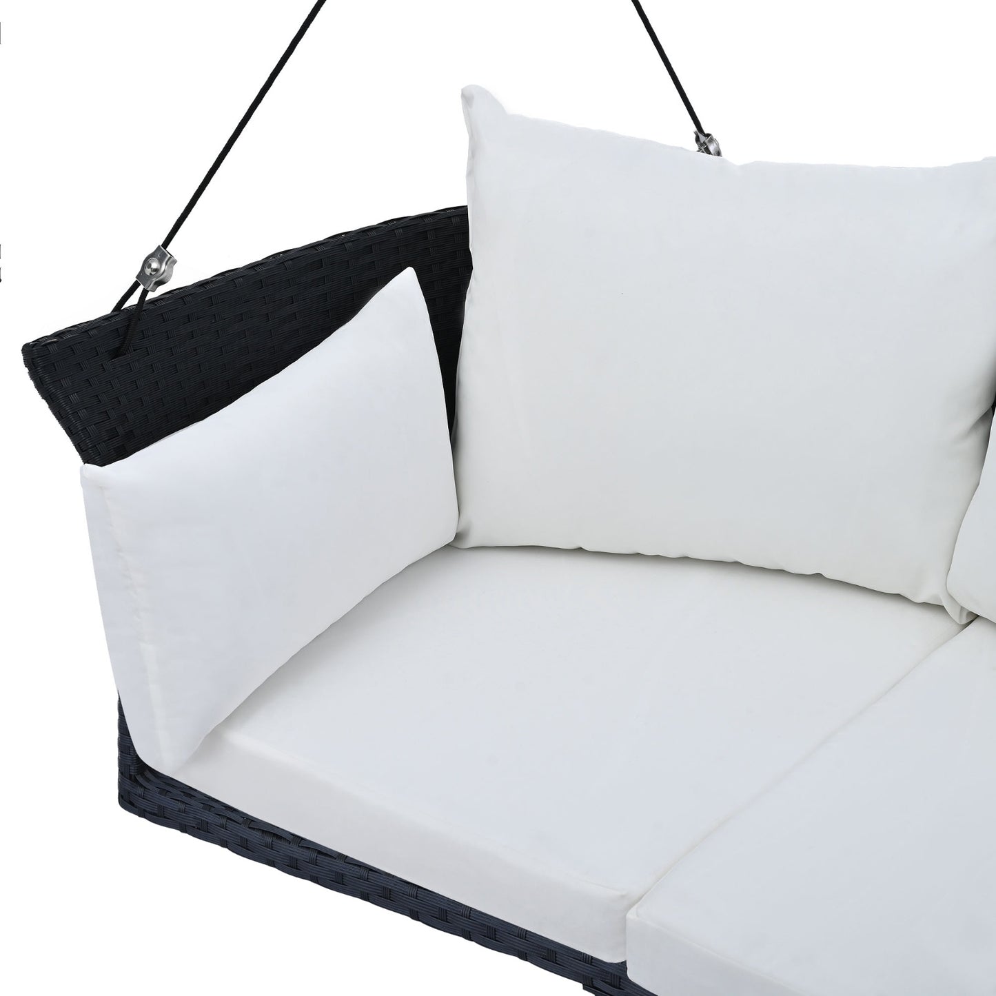 Luxury 2-Person Hanging Swing Chair – Elegant Rattan Wicker Porch Swing for Your Outdoor Oasis
