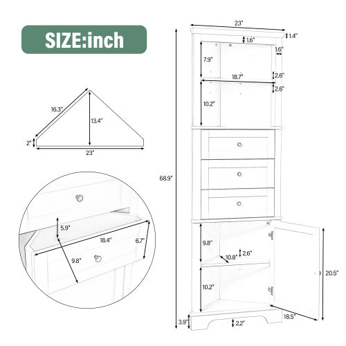 Viva Émeraude Triangular Tall Cabinet