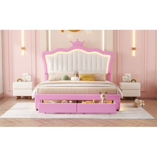 Viva Astrid Full-Size Upholstered Bed Frame with LED & Storage