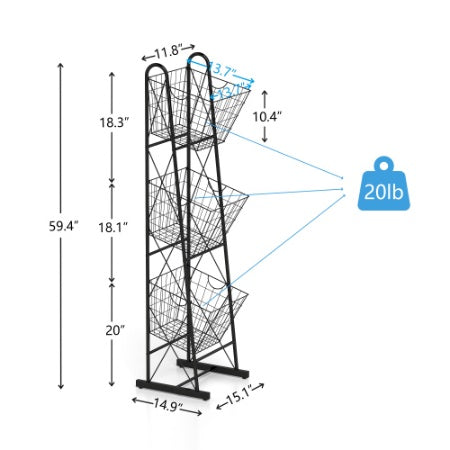 Viva Forma 3-Tier Kitchen Basket Rack – Organized Living with Elevated Charm