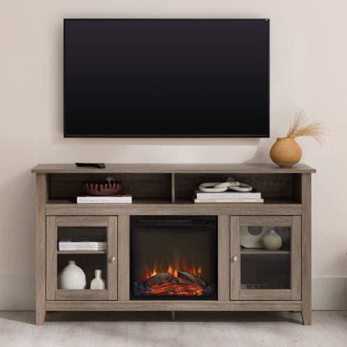 Viva Hearth Collection: Classic Glass Door Fireplace TV Stand