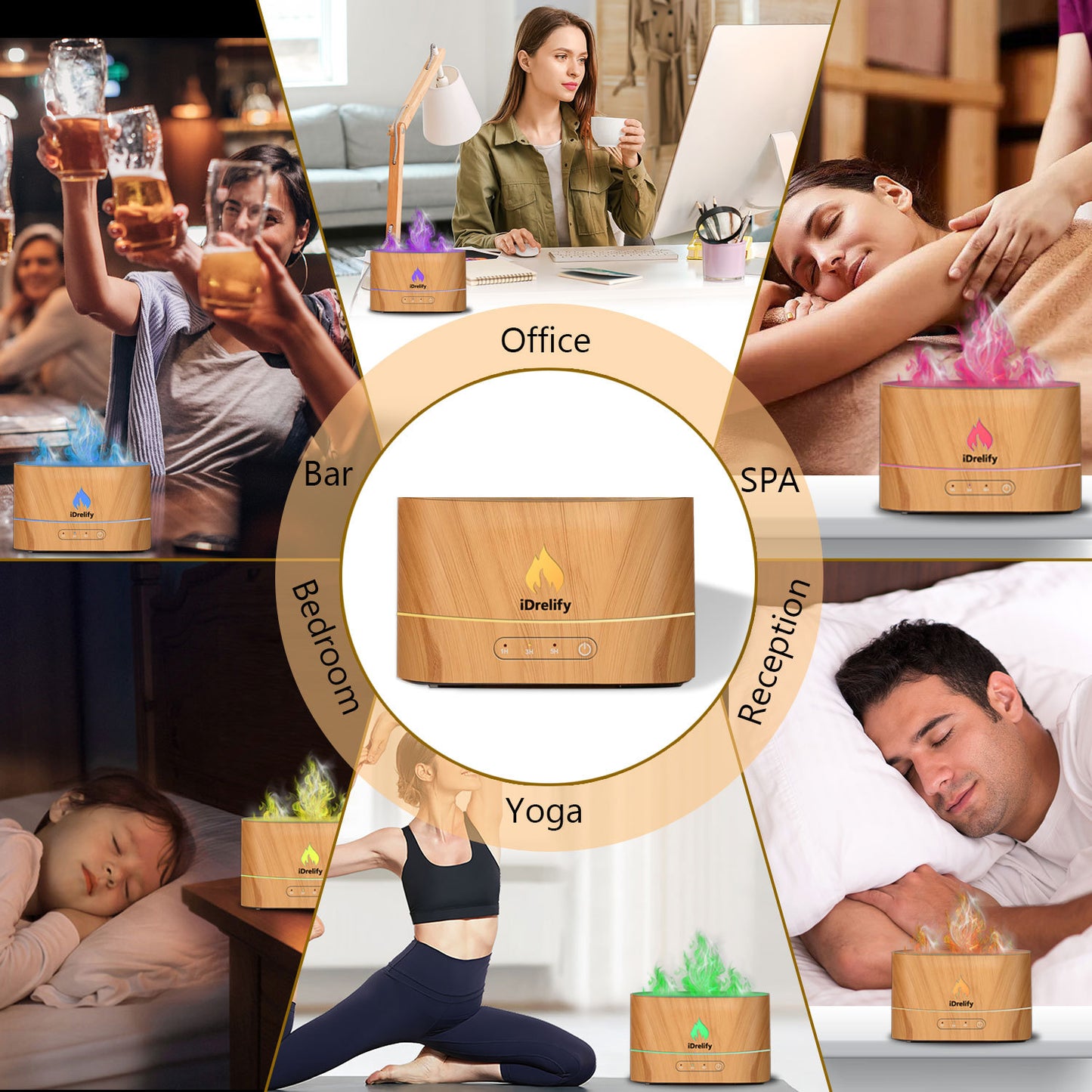 Flame Aroma Diffuser | Stylish Essential Oil Diffuser for Home & Office | Relaxing Aromatherapy & LED Flame Effect