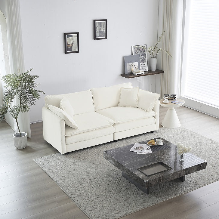 Viva Allegra Modern Fabric Double Sofa with 4 Pillows