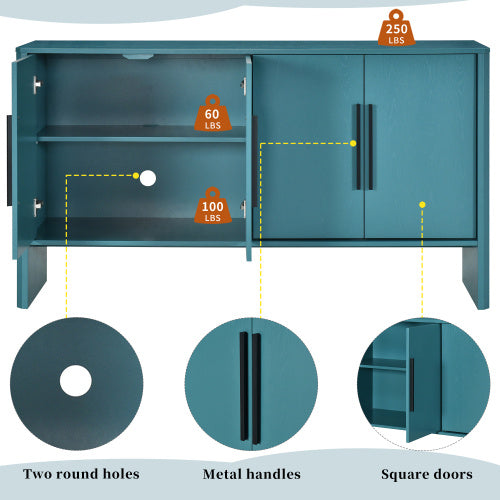 4-Door Retro Storage Cabinet | Large Sideboard with Adjustable Shelves & Mid-Century Design