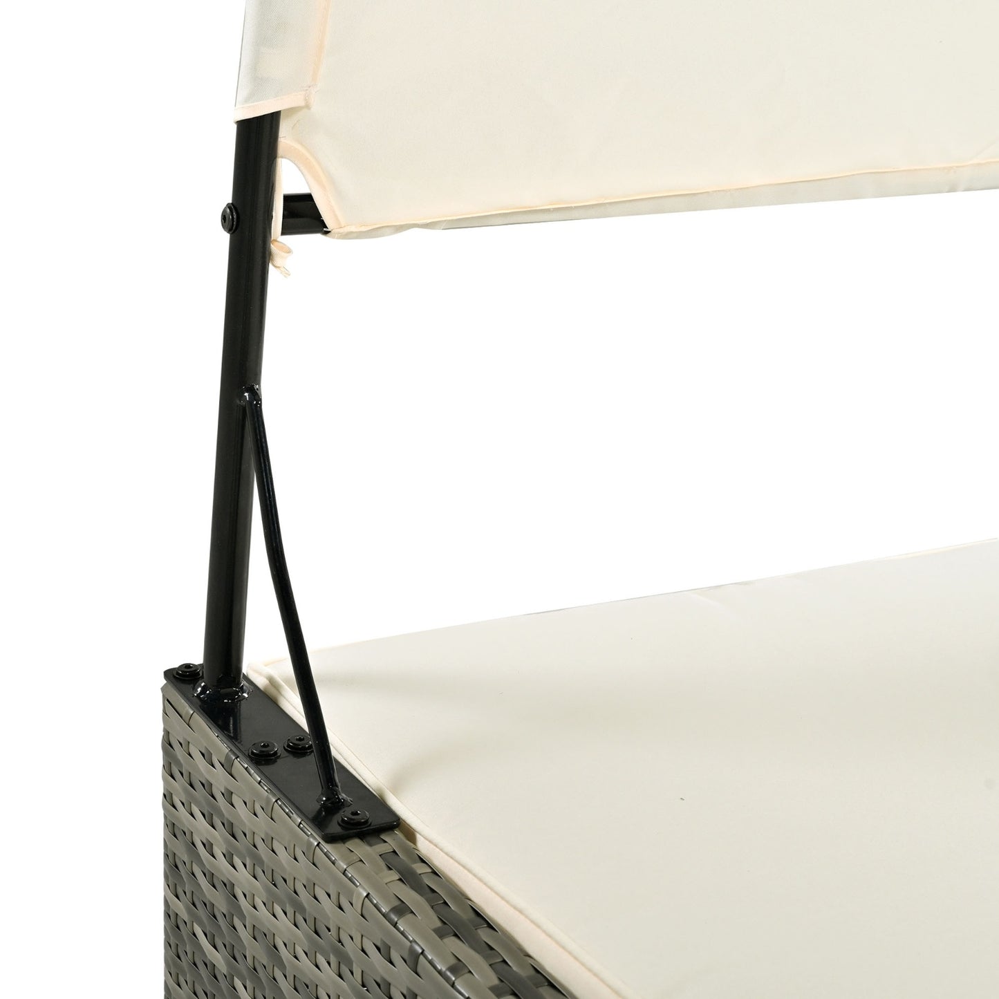 Patio Daybed Outdoor Daybed Outdoor Rattan Sun Lounger With Shelter Roof With Adjustable Backrest, S