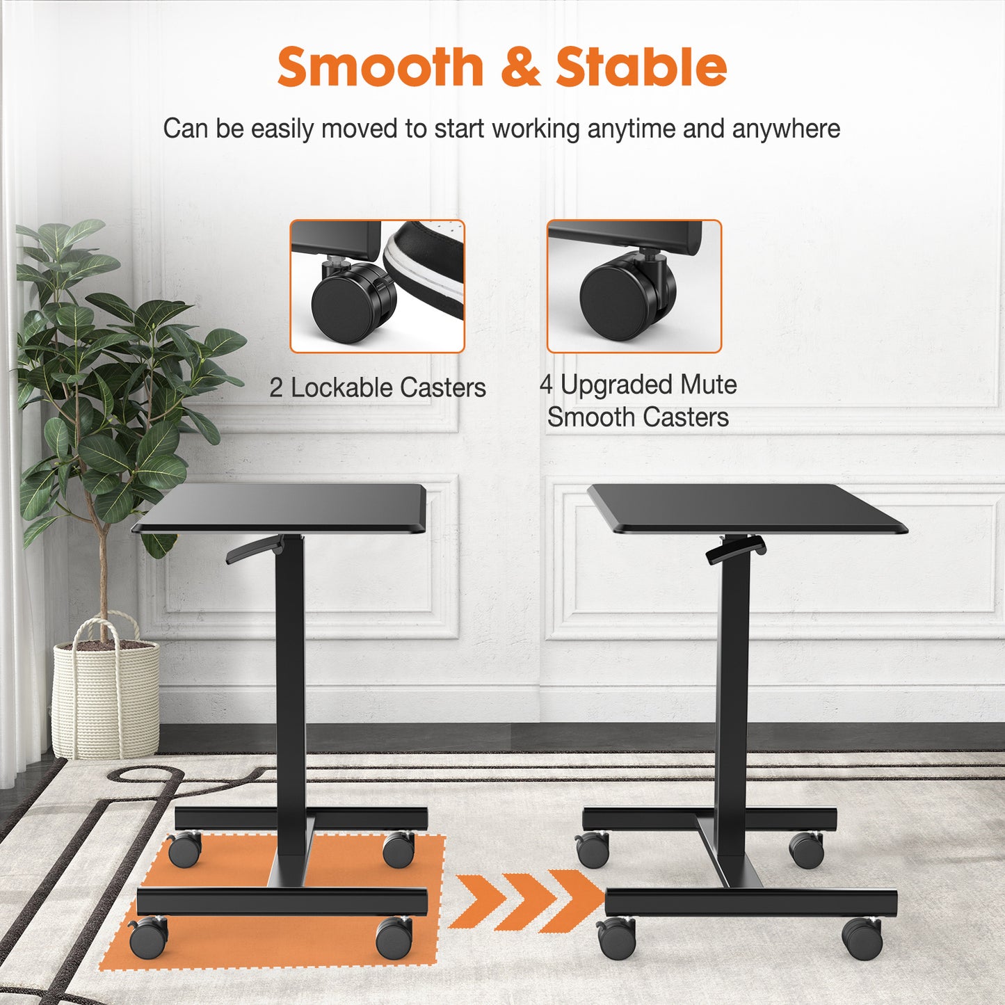 Viva Smart Living Collection: Rolling Adjustable Laptop Cart & Overbed Table
