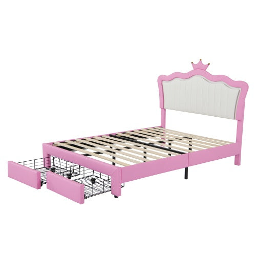Viva Astrid Full-Size Upholstered Bed Frame with LED & Storage