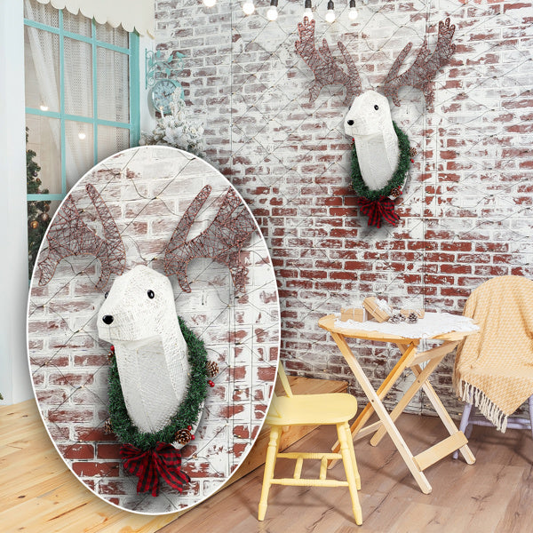 Deer Head Flower Wreath Wall Mounted Warm White Light – Elegant & Cozy Home Décor