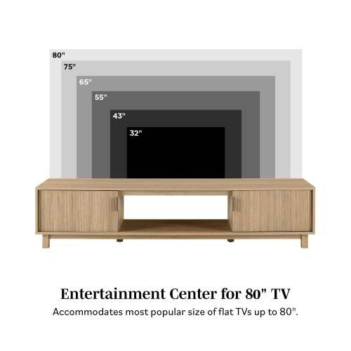 Viva Flûte 80″ Modern Fluted-Door TV Stand