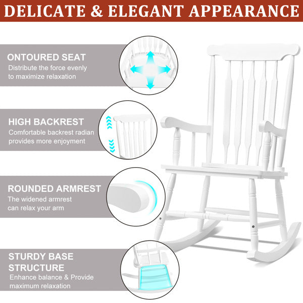 White Poplar Windsor Wood Rocking Chair