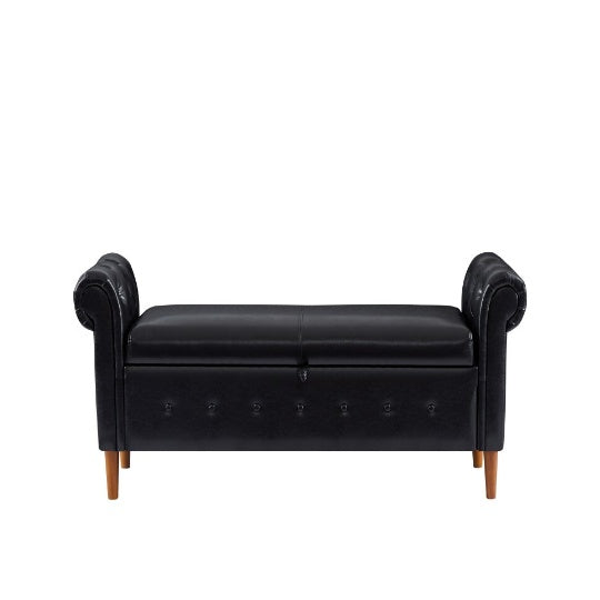 Viva Nexus Black Multifunctional Storage Rectangular Sofa Stool