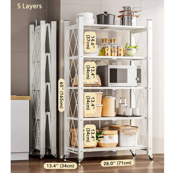 Viva Essentials Collection: 5-Tier Foldable Metal Organizer Shelves