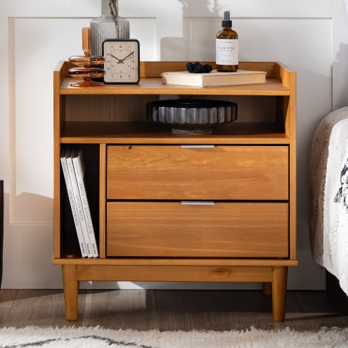 Viva Atelier Hudson Caramel Solid Wood Gallery Nightstand