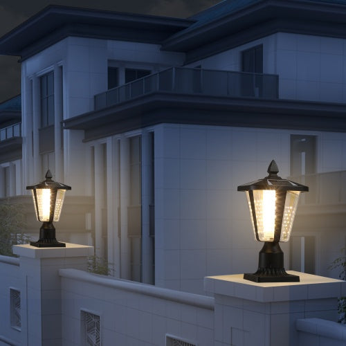 Solar-Powered Pillar Headlight with Dimmable LEDs – 1 Pack | Elegant & Energy-Efficient Outdoor Lighting