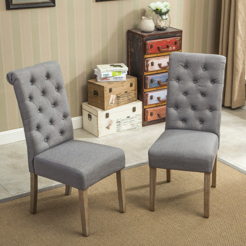 Viva Vanity Habit Solid Wood Tufted Parsons Dining Chair (Set of 2)