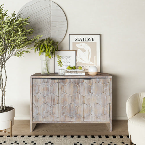 Viva Brielle Farmhouse 3-Door Wood Cabinet