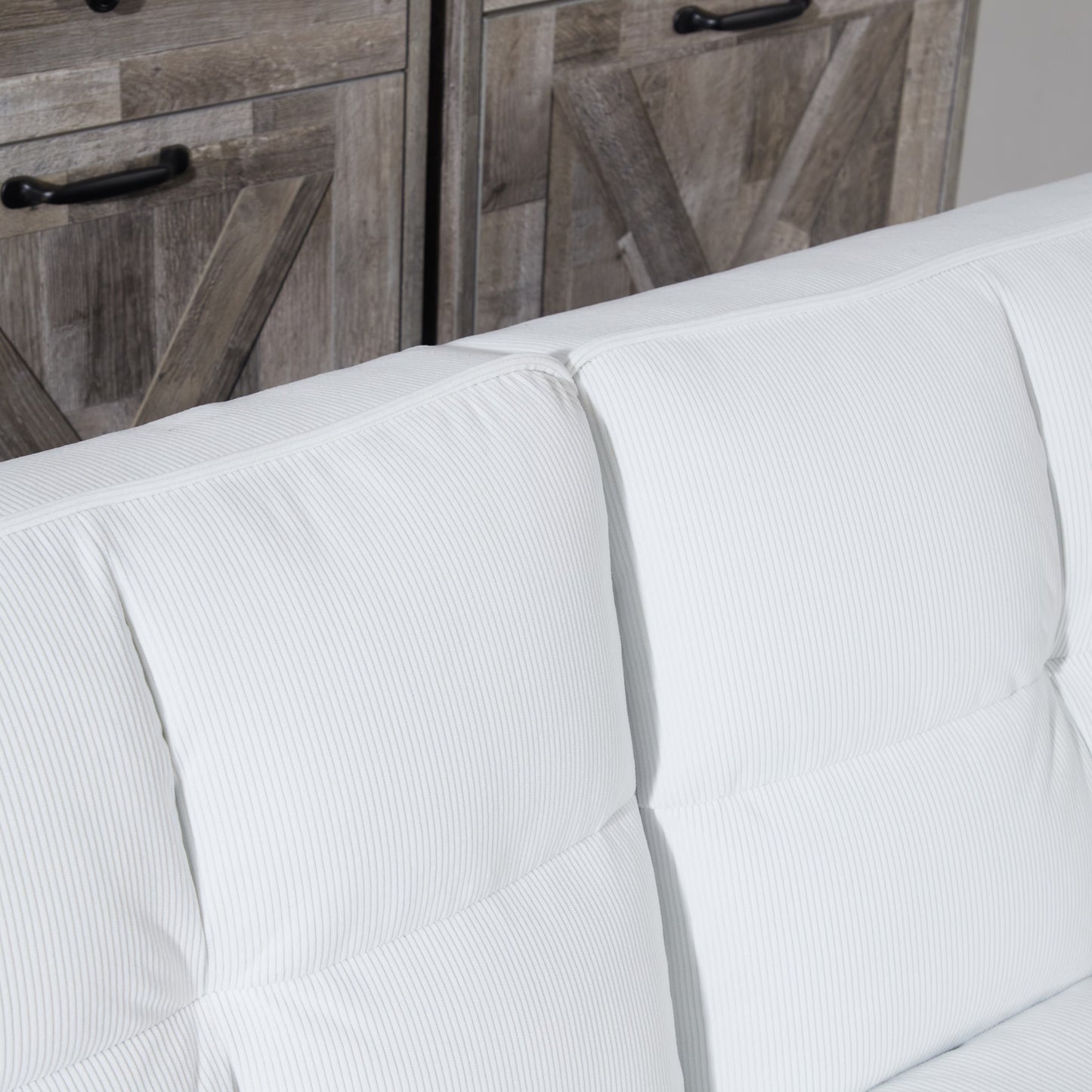 🛋️ Viva Comfort™ White Corduroy Sofa Bed – Where Minimalism Meets Maximum Comfort
