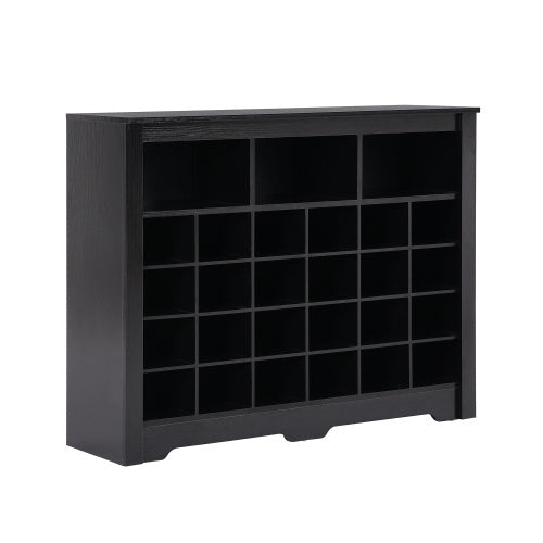 Stylish Design 24 Shoe Cabinet Console, Modern Shoe Cabinet With Curved Base, Multifunctional Sideboard, High Quality, For Corridor, Bedroom, Living Room, Black