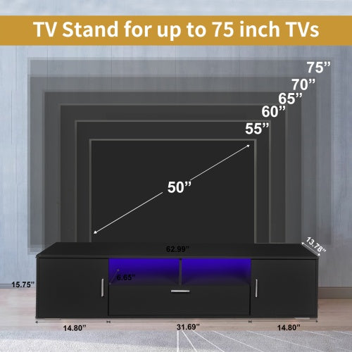 Viva AV Luxe Collection: Modern LED TV Stand for 75″ TVs