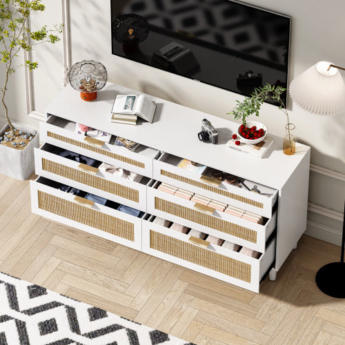 Viva Elite Rattan 6-Drawer Dresser – Where Natural Texture Meets Modern Function