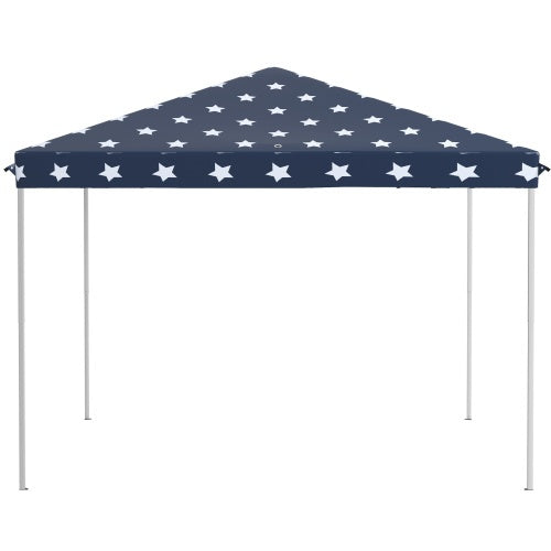 Outsunny 10 X 10 Up Canopy Tent With Netting, Instant Gazebo, Ez Up Screen House Room With Carry Bag, Height Adjustable, For Outdoor, Garden, Patio, American Flag