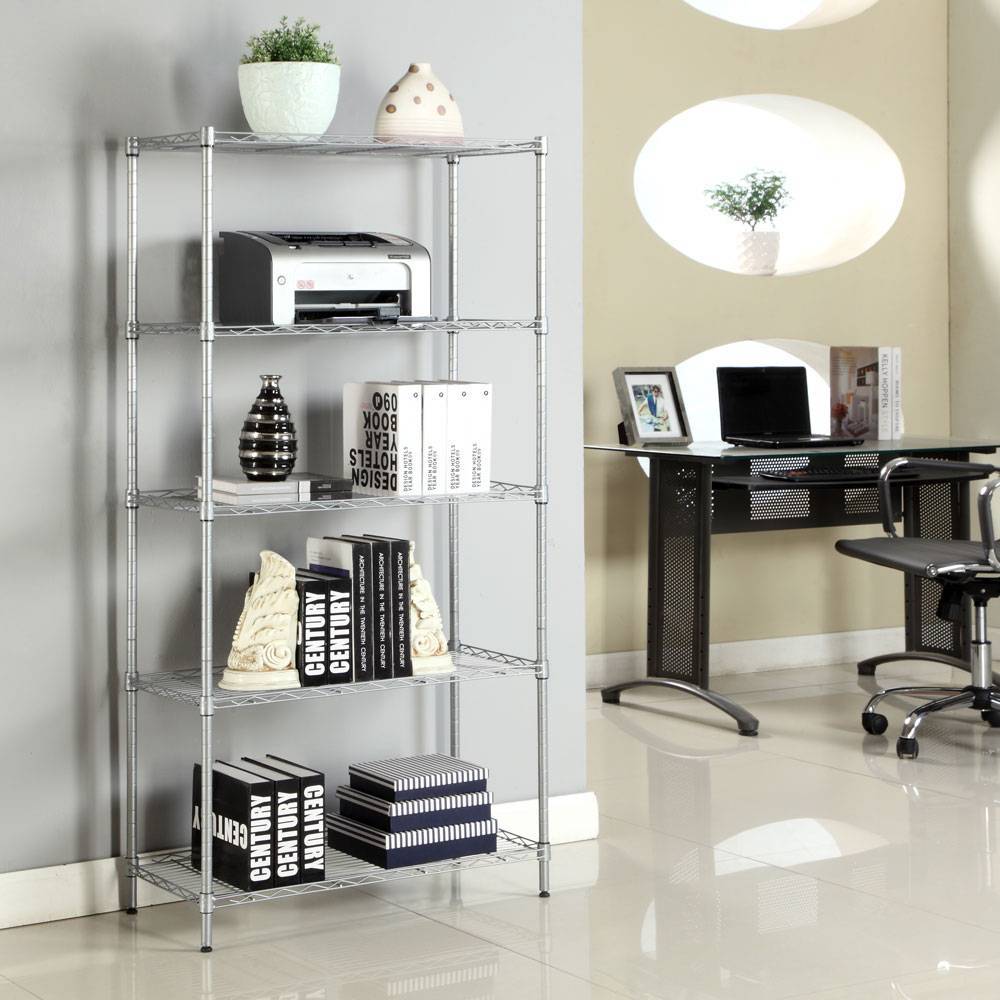 Rectangle Carbon Steel Metal Assembly 5-Shelf Storage Rack Holder Shelves