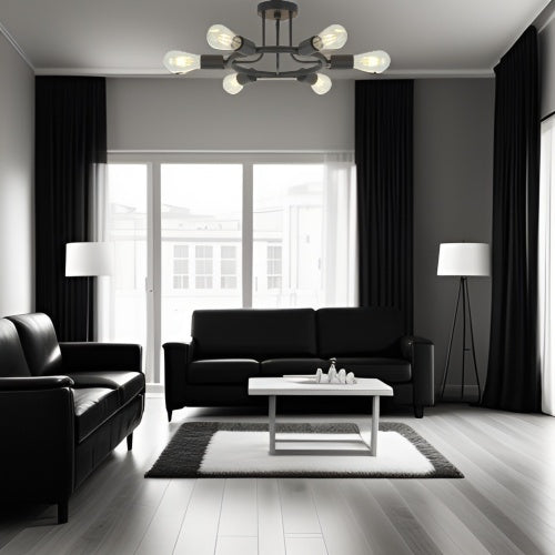Modern 6-Light Sputnik Chandelier – Semi-Recessed Black Ceiling Light for Dining Room, Living Room & Entryway