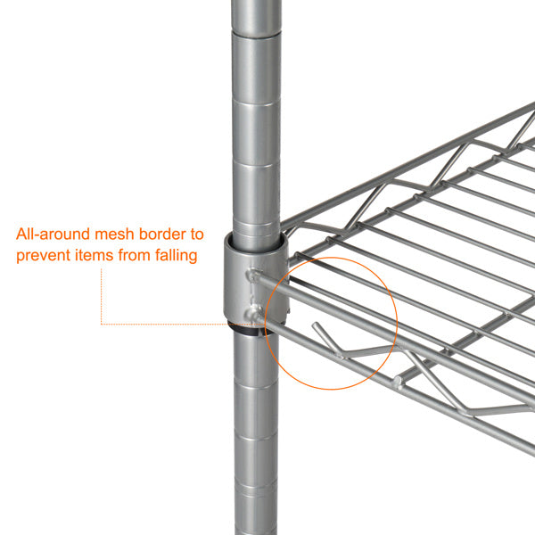 Viva Urbane Collection: Viva Urbane 5-Tier Silver Gray Metal Storage Rack