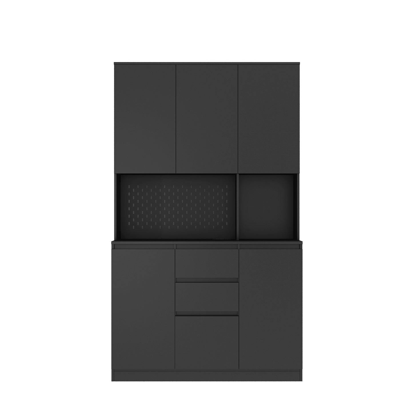 Viva Elite Noir Six-Door Pantry Cabinet – Where Dramatic Storage Meets Kitchen Sophistication