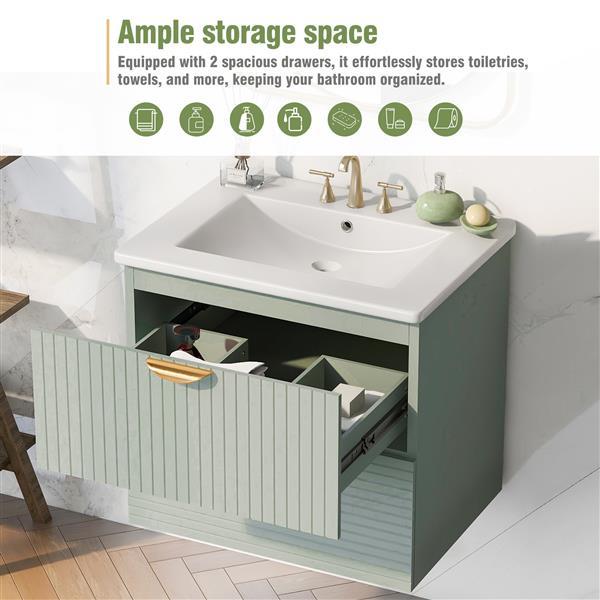 🚿 Modern 24-Inch Wall Mounted Bathroom Vanity – Sleek & Space-Saving Design