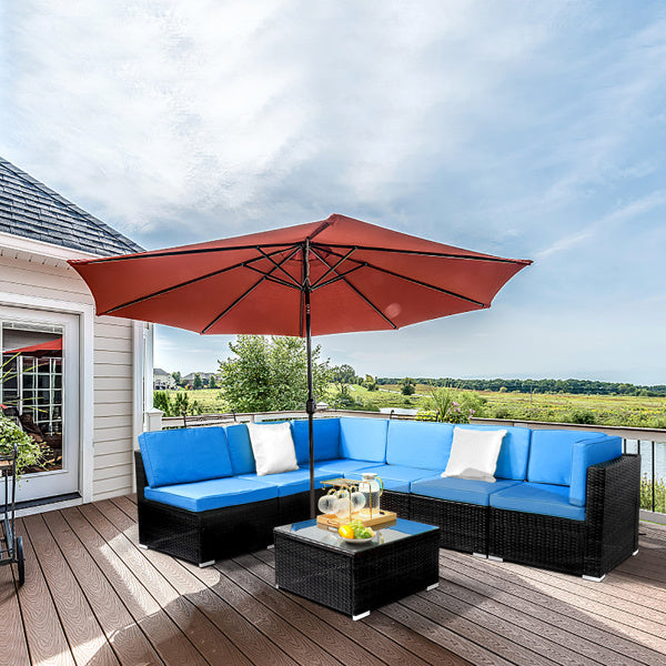 Viva Noir Braided Rattan 7-Piece Patio Ensemble