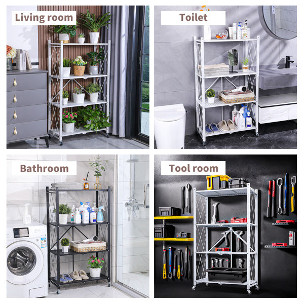 Viva Essentials Collection: 5-Layer White Foldable Metal Storage Rack