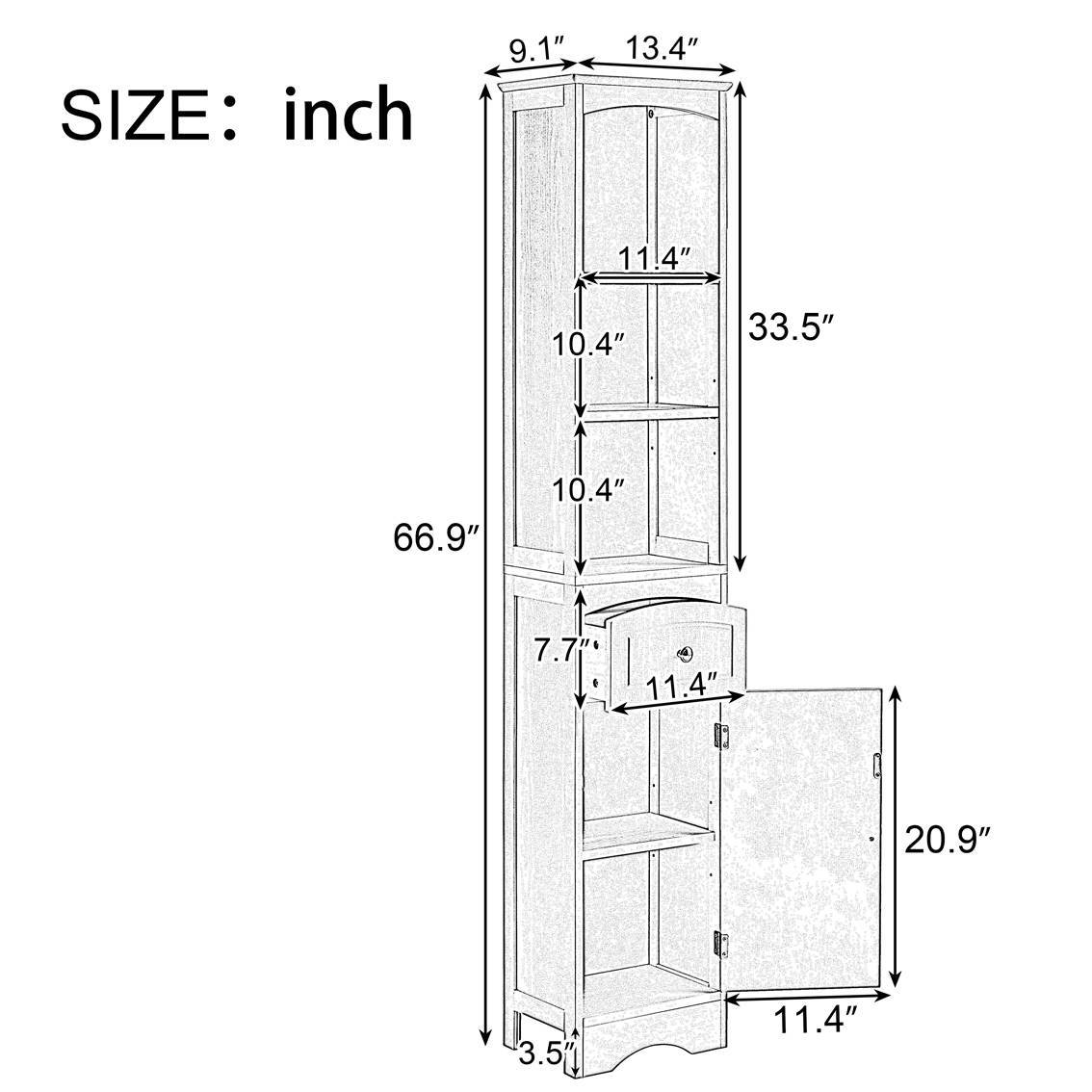 Tall Bathroom Storage Cabinet with Adjustable Shelves & Drawer – Maximize Your Space with Elegance
