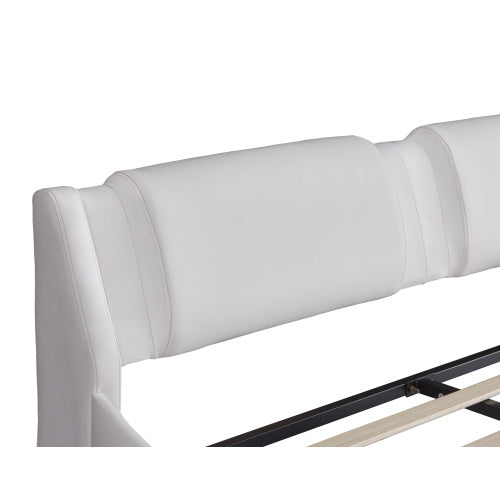 Queen Size Upholstered Faux Leather Platform Bed with LED Light – Modern Elegance & Comfort