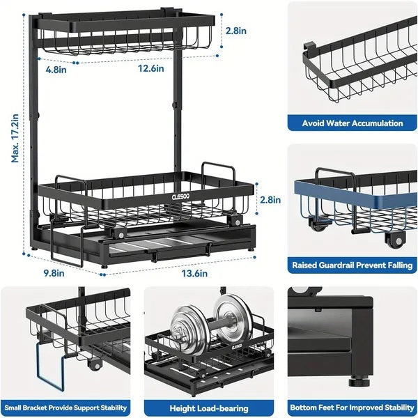 Premium 2-Tier Slide-Out Under Sink Storage Rack | Maximize Space & Organization