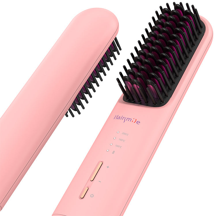 Portable USB Rechargeable Cordless Beard & Hair Straightener Brush