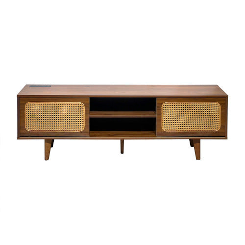 Mid Century Modern Rattan TV Stan , Entertainment Cabinet