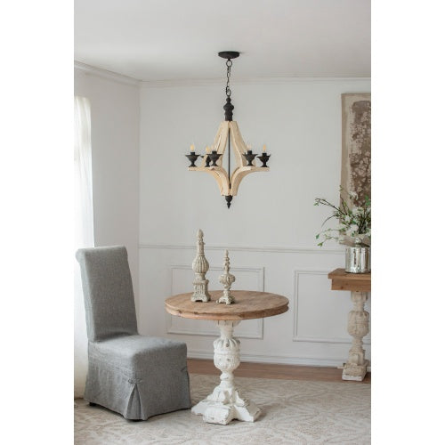 6-Light Wood Chandelier with Adjustable Chain – A Perfect Blend of Rustic and Modern Elegance