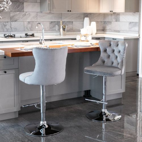 Viva Elite Adjustable Velvet Bar Stools Set – The Future of Elevated Dining