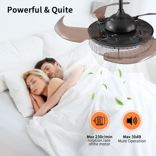 Modern LED Retractable Ceiling Fan with Light and Remote Control - Smart & Stylish Airflow Solution