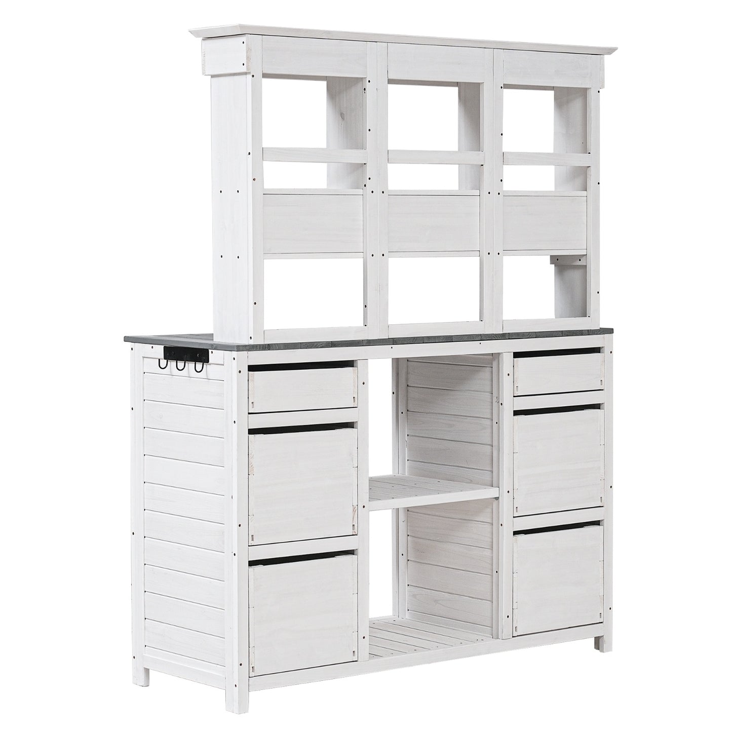 Video Provided TOPMAX Garden Potting Bench Table, Rustic And Sleek Design With Multiple Drawers An