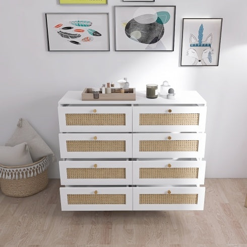 Viva Elite White Rattan 8-Drawer Chest Collection - The Future of Textural Elegance
