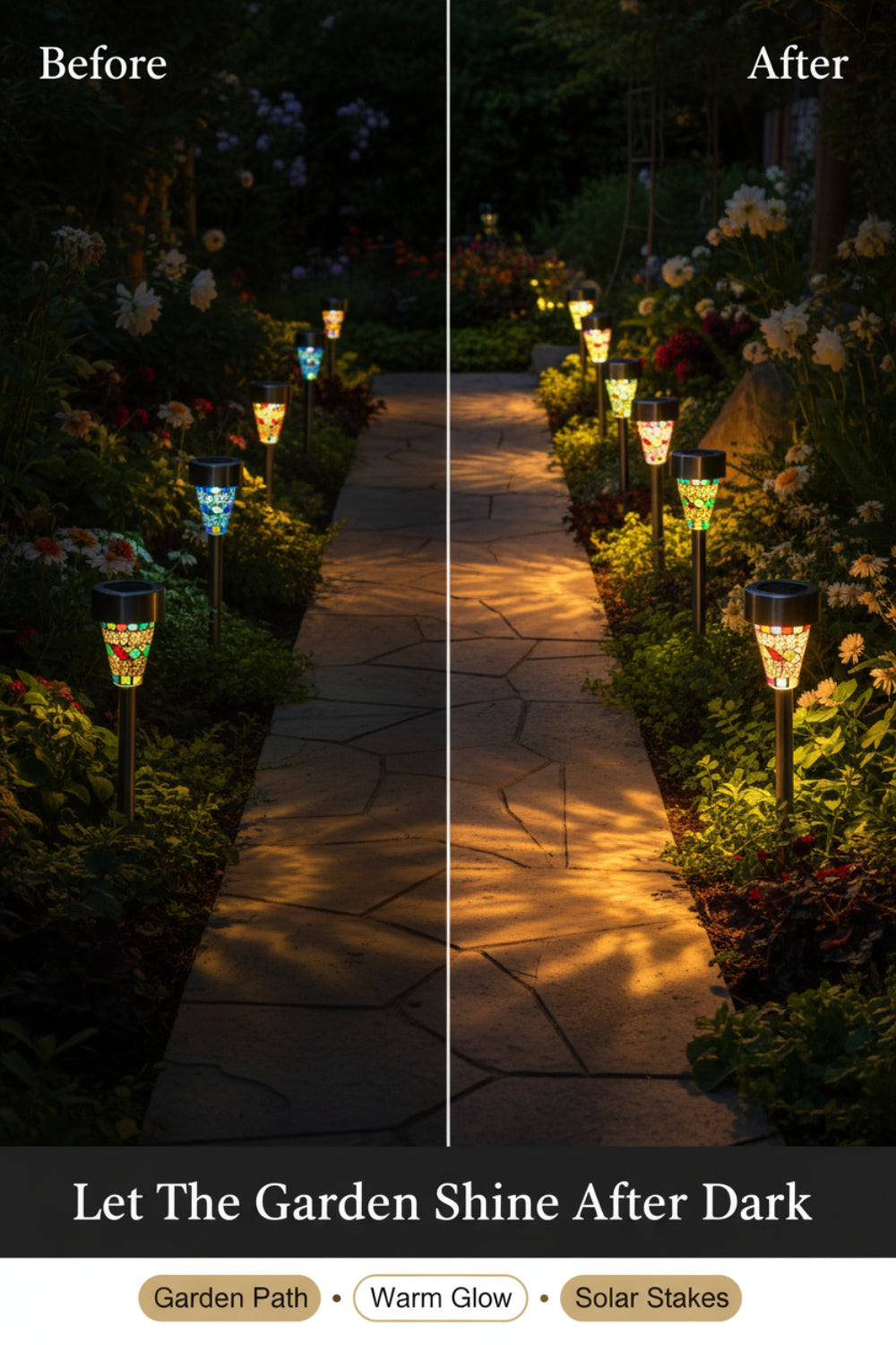 Stainless-Steel Solar Pathway Lights, Set of 6 | Viva Garden