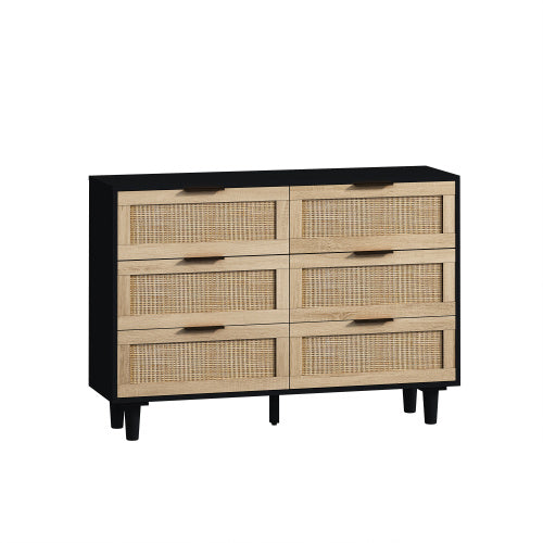 Drawers Rattan Storage Cabinet Rattan Drawer,for Bedroom,Living Room,Black