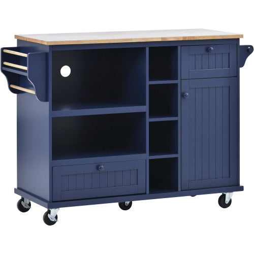 Viva Atelier Montmartre Kitchen Island Cart with Cabinet & Locking Wheels